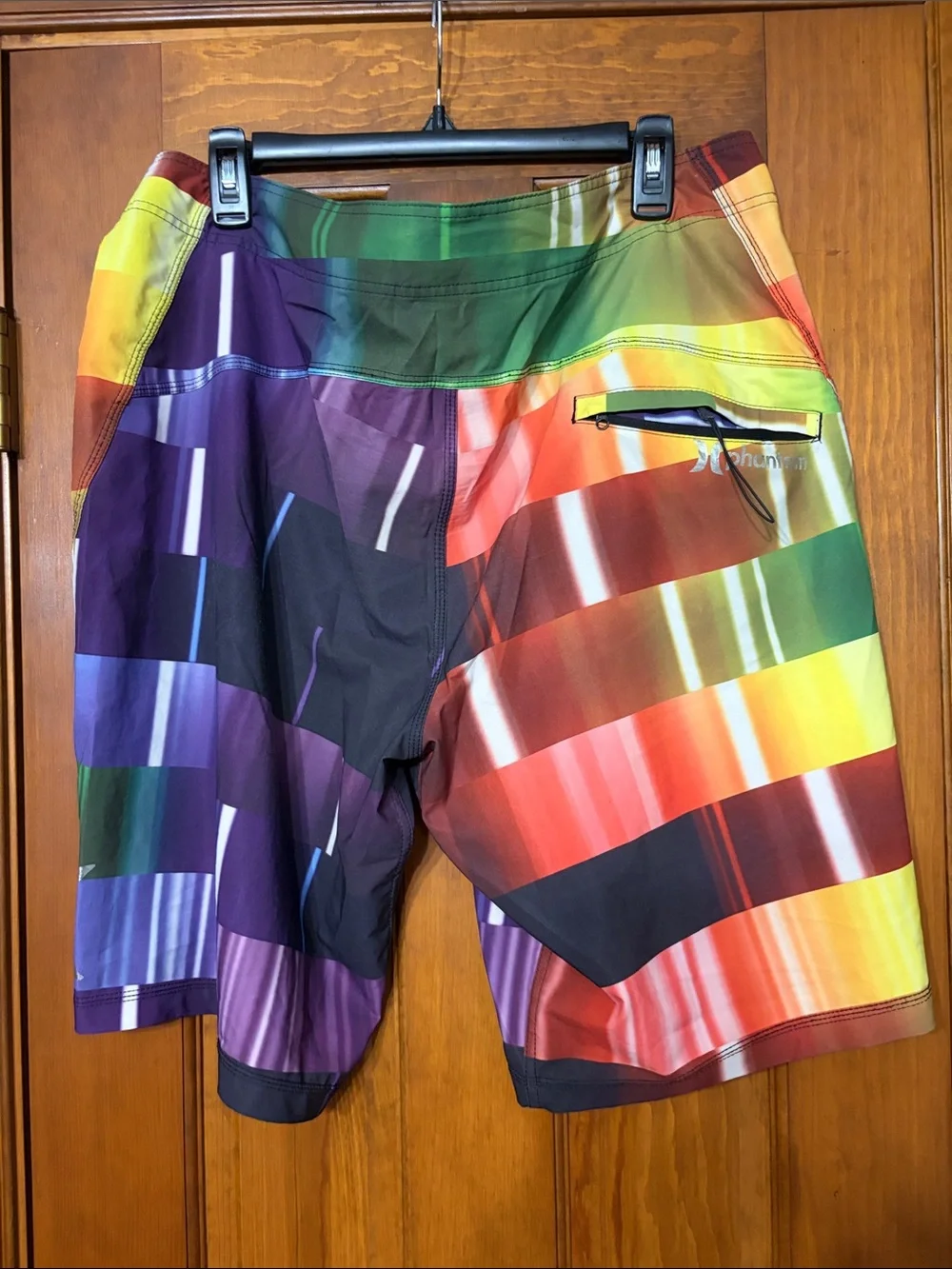 Hurley Men’s Multicolor Striped Boardshorts - Green/Red/Yellow/Purple/Blue
